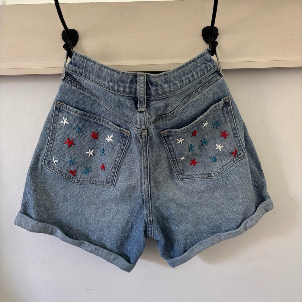 Hand Embroidered Americana Denim Shorts Old Navy $18 size 18 girls
